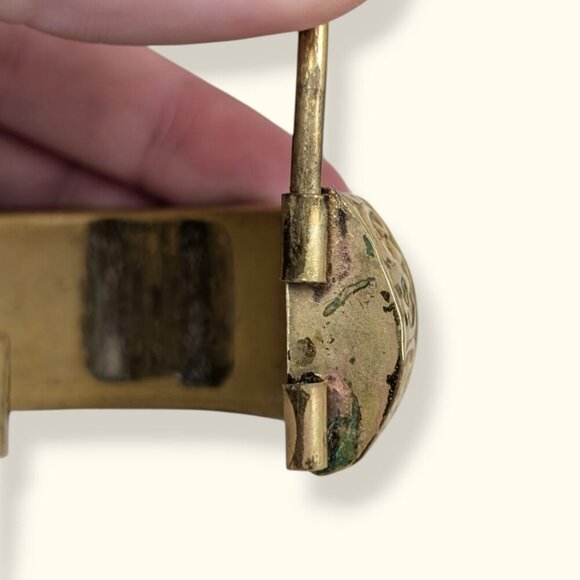 V. Blue Brass & Bone Locking Hinge Bracelet - Picture 4 of 8